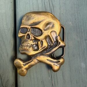 Vintage Instyle Cast SkullBones Crossbones 1978 Bikers Belt Buckle Made in USA